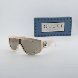 Gucci GG1950S 004 Shield Sunglasses - Ivory/Brown